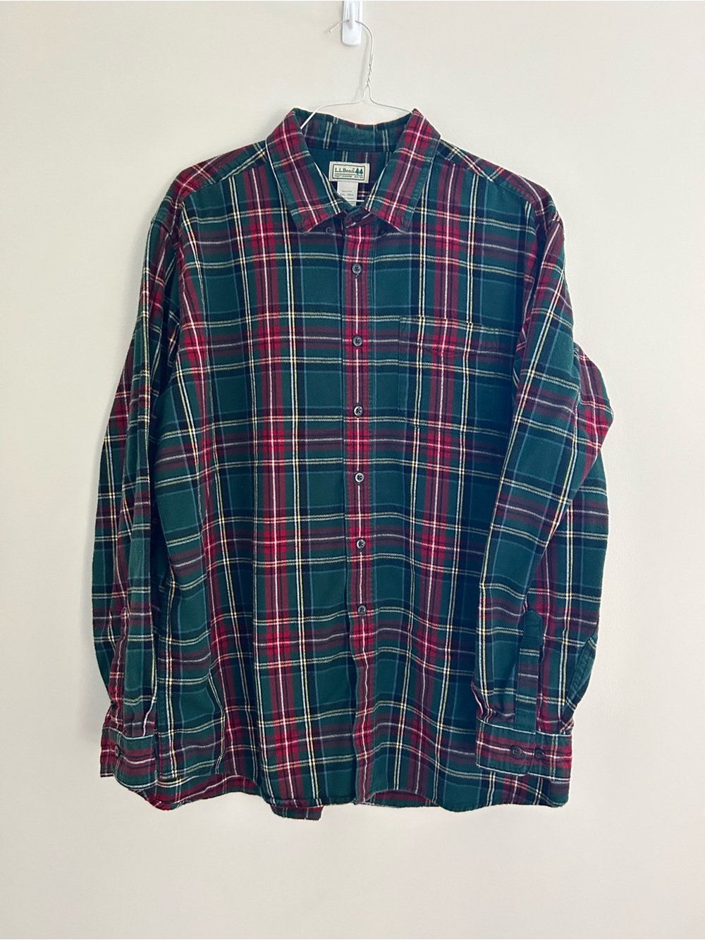 L.L. Bean Green & Red Plaid Flannel Shirt - Men's XXL